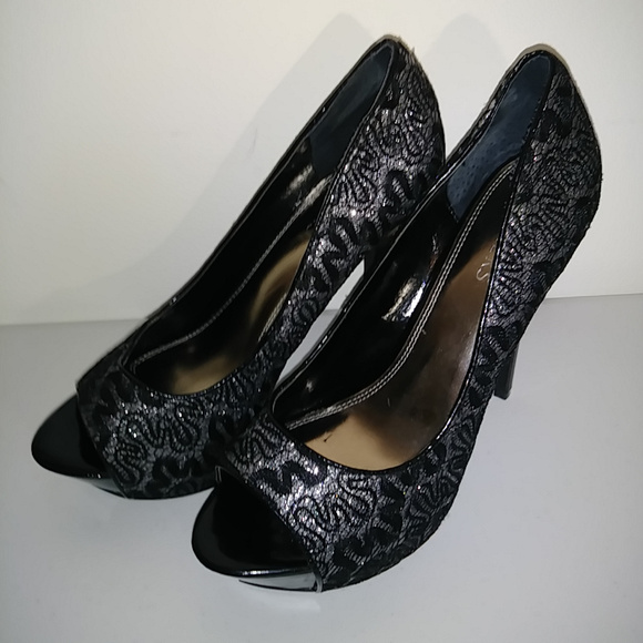 Bakers Multi Sparkle Platform Peep Toe Heels EUC - Picture 1 of 8